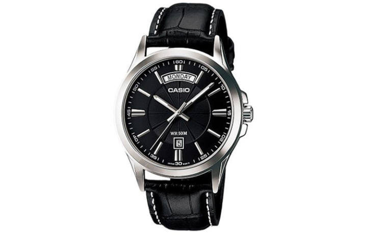 CASIO CASIO ENTICER Quartz Movement Genuine Leather Strap Watch Men's Watches Black Dial