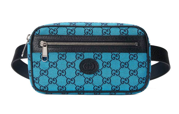 GUCCI GG Multicolor Canvas With Leather Fanny Pack Unisex Blue/Dark Blue