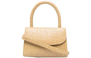 By Far Mini Mina Cow Leather Cell Phone Pouch, Handbag, Crossbody Bag, Clutch Mini Women's Light Yellow