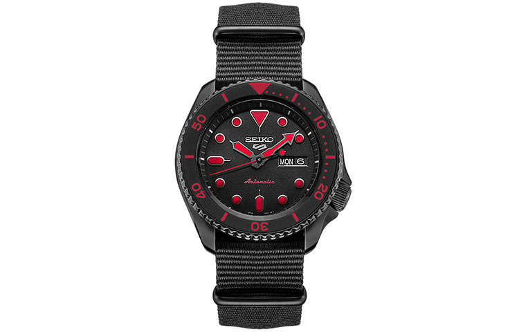 SEIKO Mechanical Movement Nylon Strap Watch Men's Watches Black Dial