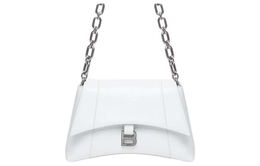 Balenciaga Downtown Cow Leather Shoulder Bag Women's White