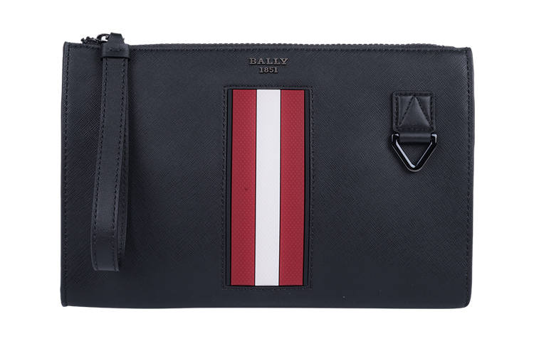 BALLY Cow Leather Coin Purse Commute Clutch Large Men's Pure Black