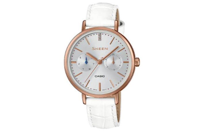 CASIO CASIO SHEEN Quartz Movement Genuine Leather Strap Watch Women's Watch Silver Dial