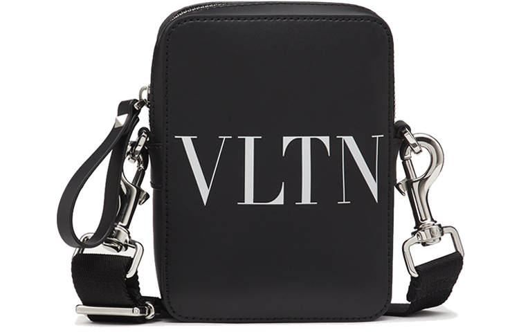 Valentino Calfskin Messenger Bag, Shoulder Bag, Crossbody Bag Small Men's Black