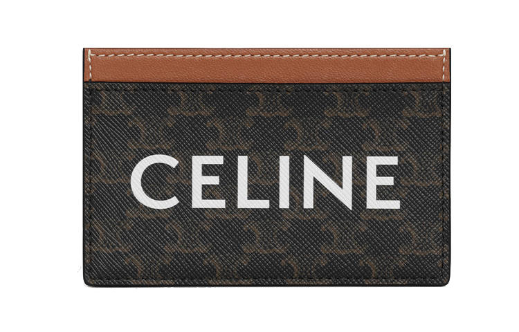 CELINE Triomphe Triumph Gate Canvas With Lambskin Card Holder Card Holder Women's Brown