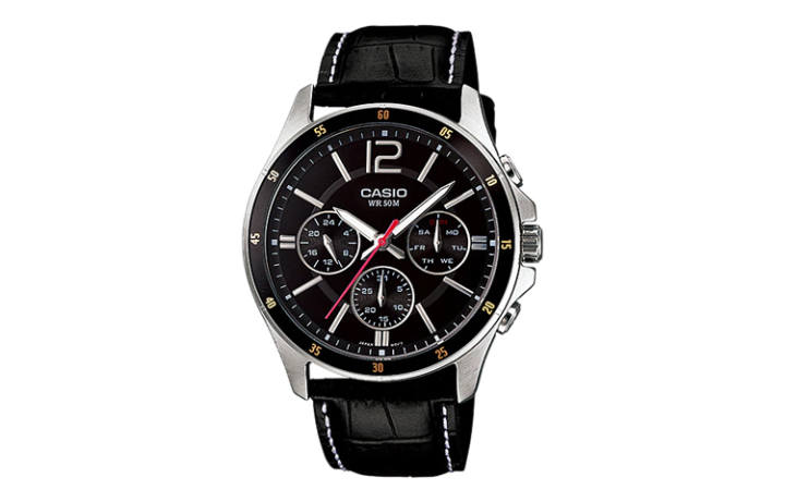 CASIO CASIO STANDARD 3 Eye Quartz Movement Genuine Leather Strap Watch Men's Watches Black Dial