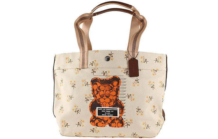 COACH X Vandal Gummy Collaboration CANVAS With Smooth Leather Tote Bag, Shopping Bag, Handbag Large Women's Ecru