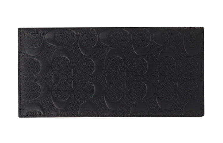 COACH Breast Pocket Refined Calfskin Long Wallet Men's Black