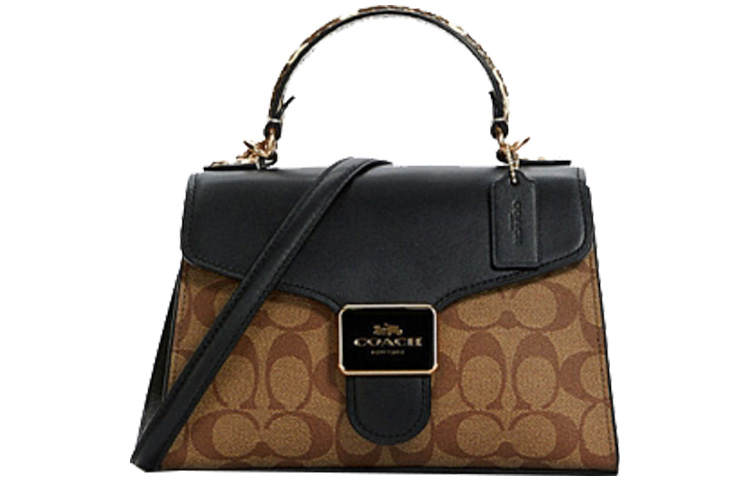 COACH Pepper Coated Canvas With Leather Handbag, Shoulder Bag, Crossbody Bag Small Women's