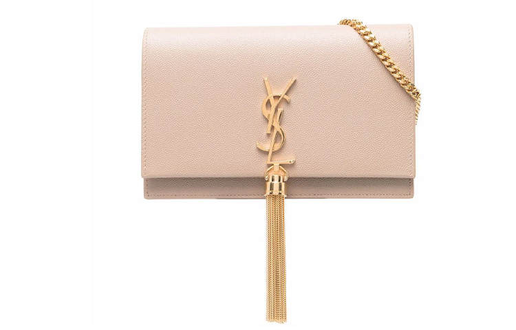 SAINT LAURENT Kate Cow Leather Fringe Bag Wallet, Crossbody Bag, Shoulder Bag Women's Beige