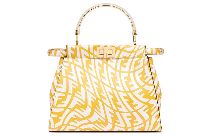 FENDI Peekaboo Calfskin Handbag, Shoulder Bag, Crossbody Bag Mini Women's Yellow