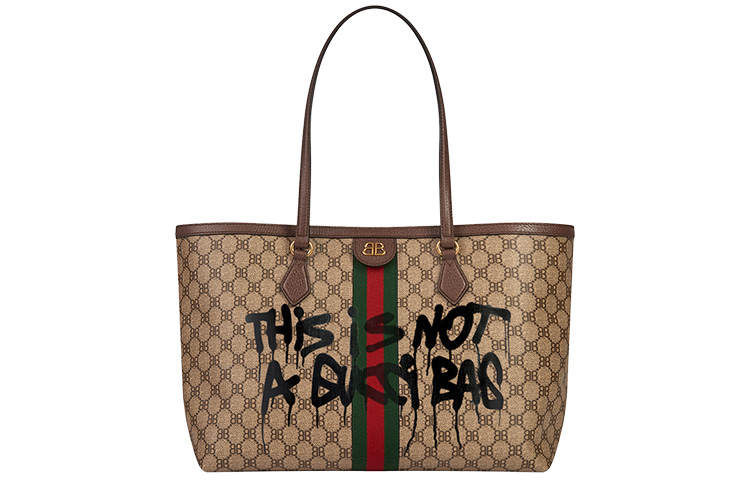 Balenciaga GUCCI Collaboration Coated Canvas Tote Bag, Shopping Bag, Shoulder Bag Women's Beige