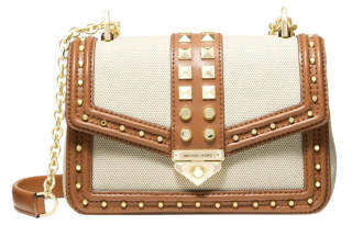 MICHAEL KORS Soho Canvas With Leather Crossbody Bag, Shoulder Bag Regular Women's White & Brown
