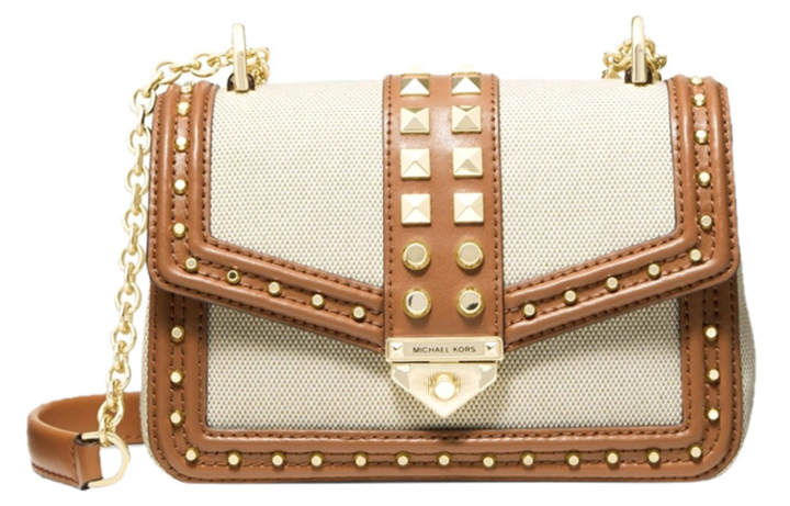MICHAEL KORS MICHAEL KORS Soho Canvas With Leather Crossbody Bag, Shoulder Bag Regular Women's White & Brown