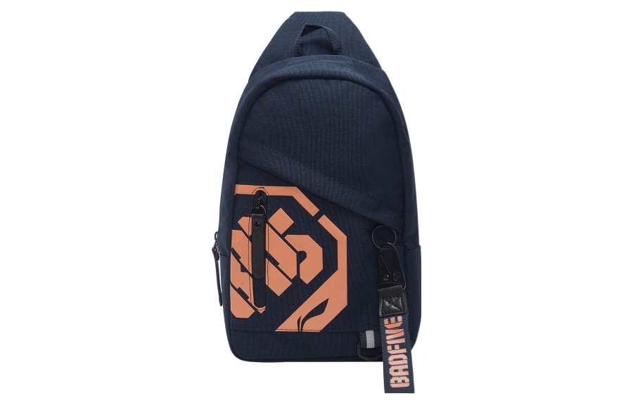 Li-Ning Li Ning Sports Life Collection Fabric Shoulder Bag, Crossbody Bag, Sling Bag Unisex Navy Blue/Orange