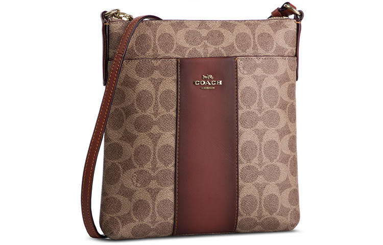 COACH Kitt Coated Canvas Single Crossbody Messenger Bag, Shoulder Bag Women's Brown