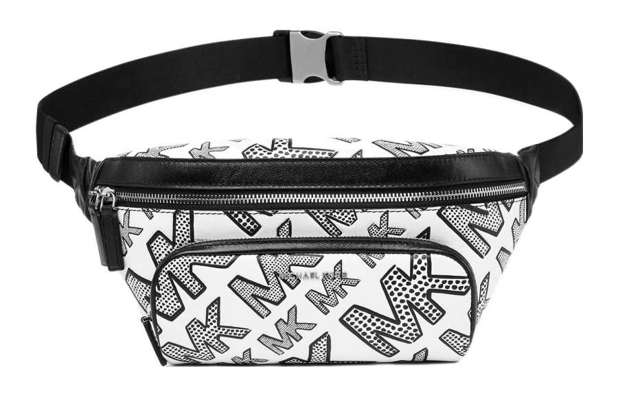 MICHAEL KORS Fabric Sling Bag, Fanny Pack Small Men's White & Blue