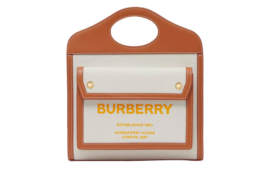 Burberry Pocket Bag Cow Leather Shoulder Bag, Crossbody Bag, Handbag Mini Women's Natural/Amber