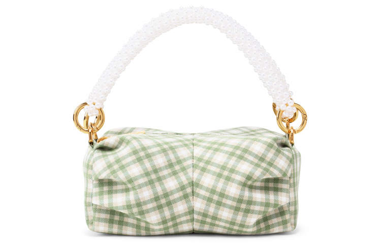 CHARLES&KEITH Fabric One Shoulder Handbag Small Women's Green/Chalk White/Black