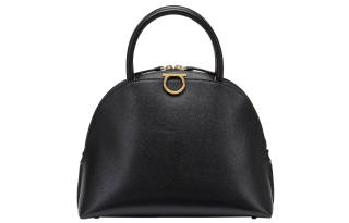 FERRAGAMO Gancini Cow Leather Handbag Women's Black