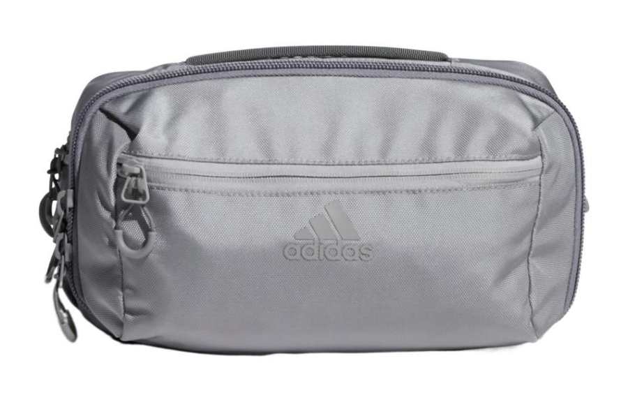 Adidas Adidas Zip Closure Nylon Fabric Shoulder Bag, Crossbody Bag, Fanny Pack Regular Unisex Silver Gray