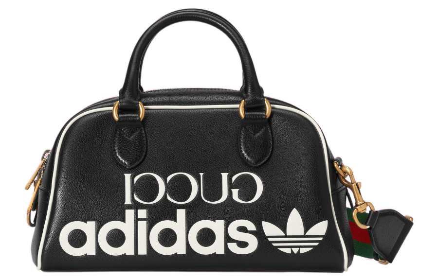 GUCCI X Adidas Collaboration Leather Handbag, Shoulder Bag, Travel Bag Mini Men's Black