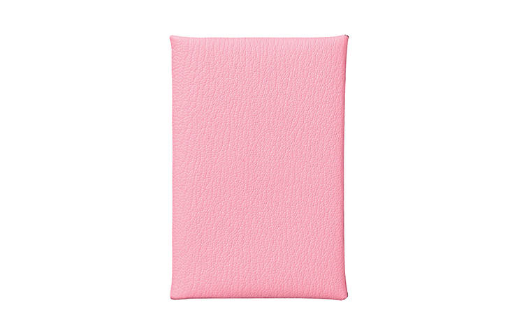 HERMES Calvi Mysore Goat Skin Coin Purse, Card Holder Women's Rose Pink/Brick Red