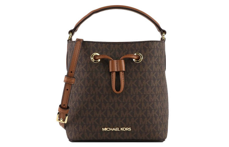 MICHAEL KORS Suri Coated Canvas With Leather Handbag Small Women's Acorn Brown