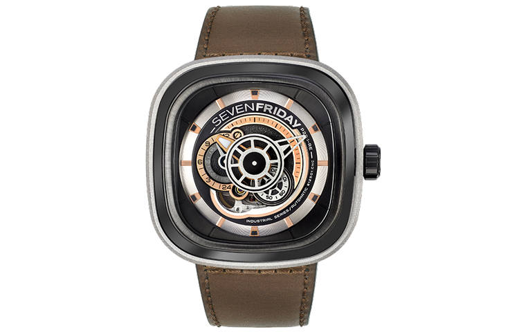 SEVENFRIDAY P Automatic Mechanical Movement Unisex Watch 47mm*47.6mm Black Dial