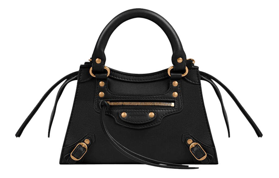 Balenciaga Embossed Calfskin Handbag, Shoulder Bag Women's Black