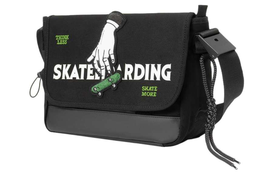 Li-Ning Li Ning Skateboard Cotton Messenger Bag, Shoulder Bag, Crossbody Bag Regular Unisex Black