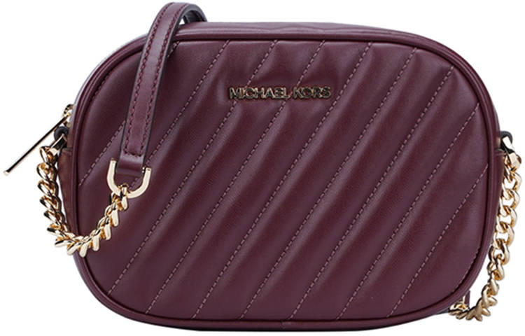 MICHAEL KORS Rose Leather Camera Bag, Shoulder Bag, Crossbody Bag Women's Burgundy