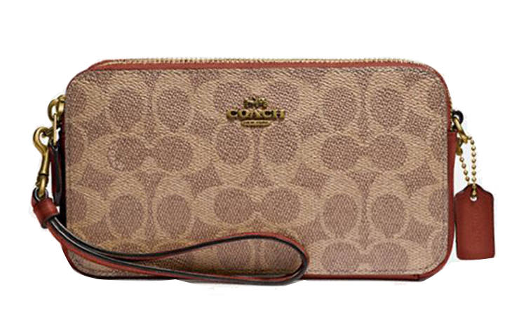 COACH Kira Leather Crossbody Bags Women's Brown & Khaki Monogram