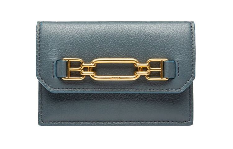 BALLY Cow Leather Card Holder Women's Blue