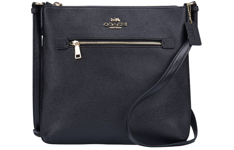 COACH Rowan Leather Document Bag, Crossbody Bag, Shoulder Bag Medium Women's Black Gray