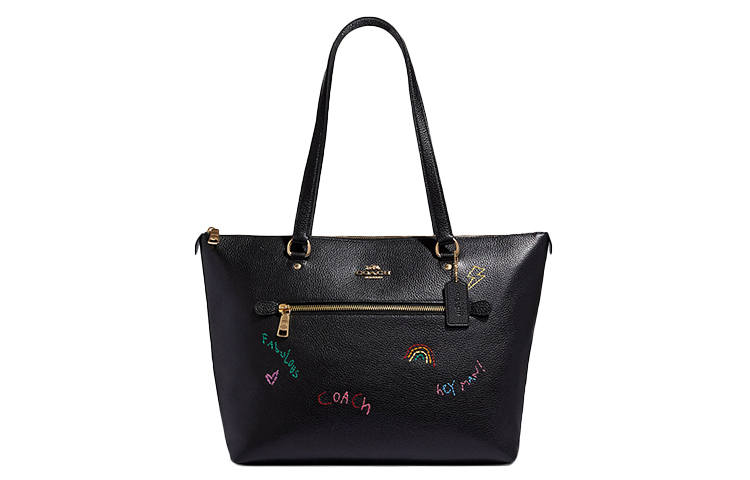 COACH Diary Embroidery Collaboration Gallery Leather Embroidery Tote Bag, Shopping Bag, Shoulder Bag, Handbag Large