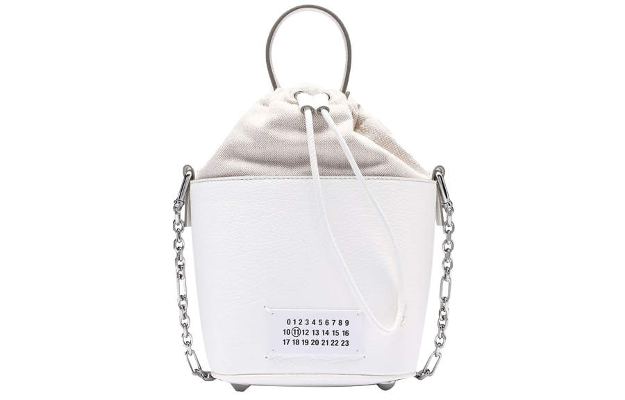 Maison Margiela 5AC Cow Leather Bucket Bag Shoulder Bag, Handbag Small Women's White