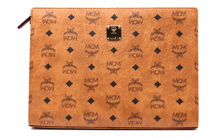 MCM PVC Leather Clutch Women's Brown
