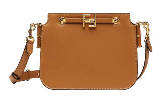 FENDI Cow Leather One Shoulder Handbag, Crossbody Bag Women's Brown