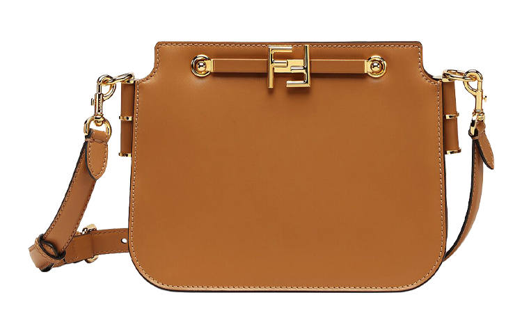 FENDI FENDI Cow Leather One Shoulder Handbag, Crossbody Bag Women's Brown