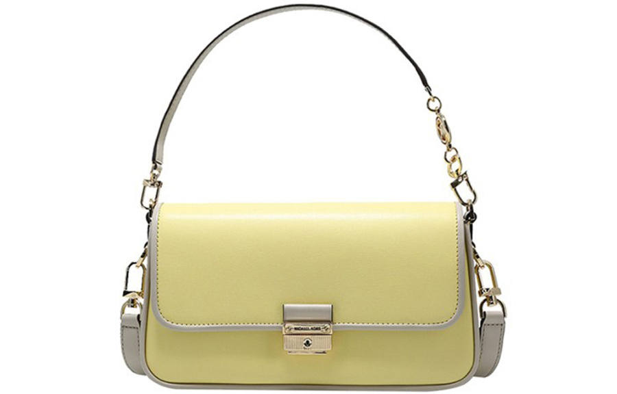 MICHAEL KORS Leather Shoulder Bag, Crossbody Bag Women's Yellow Cream