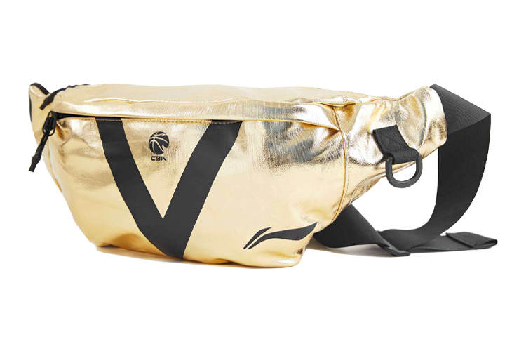 Li-Ning Li Ning Polyurethane Crossbody Bag, Fanny Pack Unisex Gold