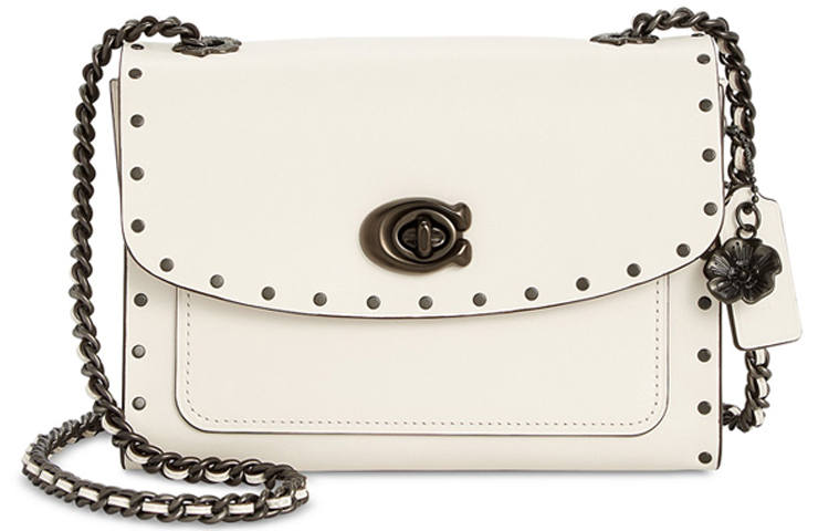 COACH PARKER Cow Leather Stud Bag, Crossbody Bag, Shoulder Bag Small Women's White