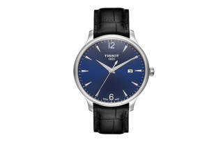 TISSOT Junya Collection Quartz Movement Men's Watch 42mm Blue Dial Stainless Steel Case Genuine Leather Strap
