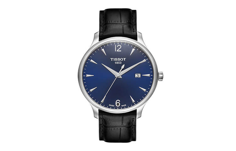 TISSOT Junya Collection Quartz Movement Men's Watch 42mm Blue Dial Stainless Steel Case Genuine Leather Strap