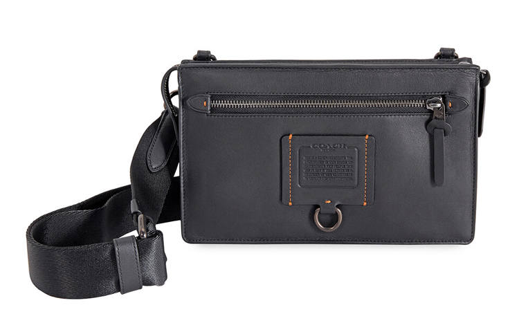 COACH Rivington Zip Closure Leather Crossbody Clutch Regular Men's Black