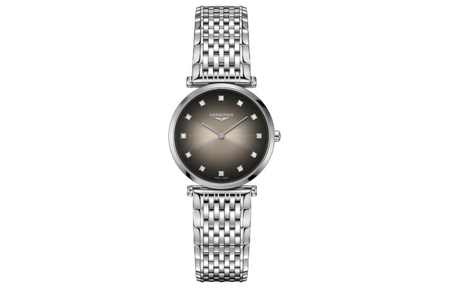 LONGINES Jialan Collection Quartz Movement Rhinestone Embellished Women's Watch 29mm Gray Dial