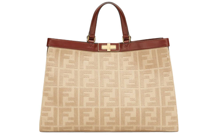 FENDI Canvas One Shoulder Handbag Women's Beige