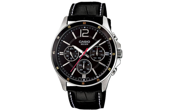 CASIO CASIO STANDARD 3 Eye Quartz Movement Genuine Leather Strap Watch Men's Watches Black Dial