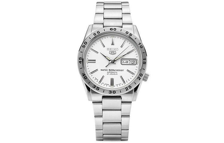 SEIKO 21 Automatic Mechanical Movement Stainless Steel Strap Watch Men's Watches White Dial